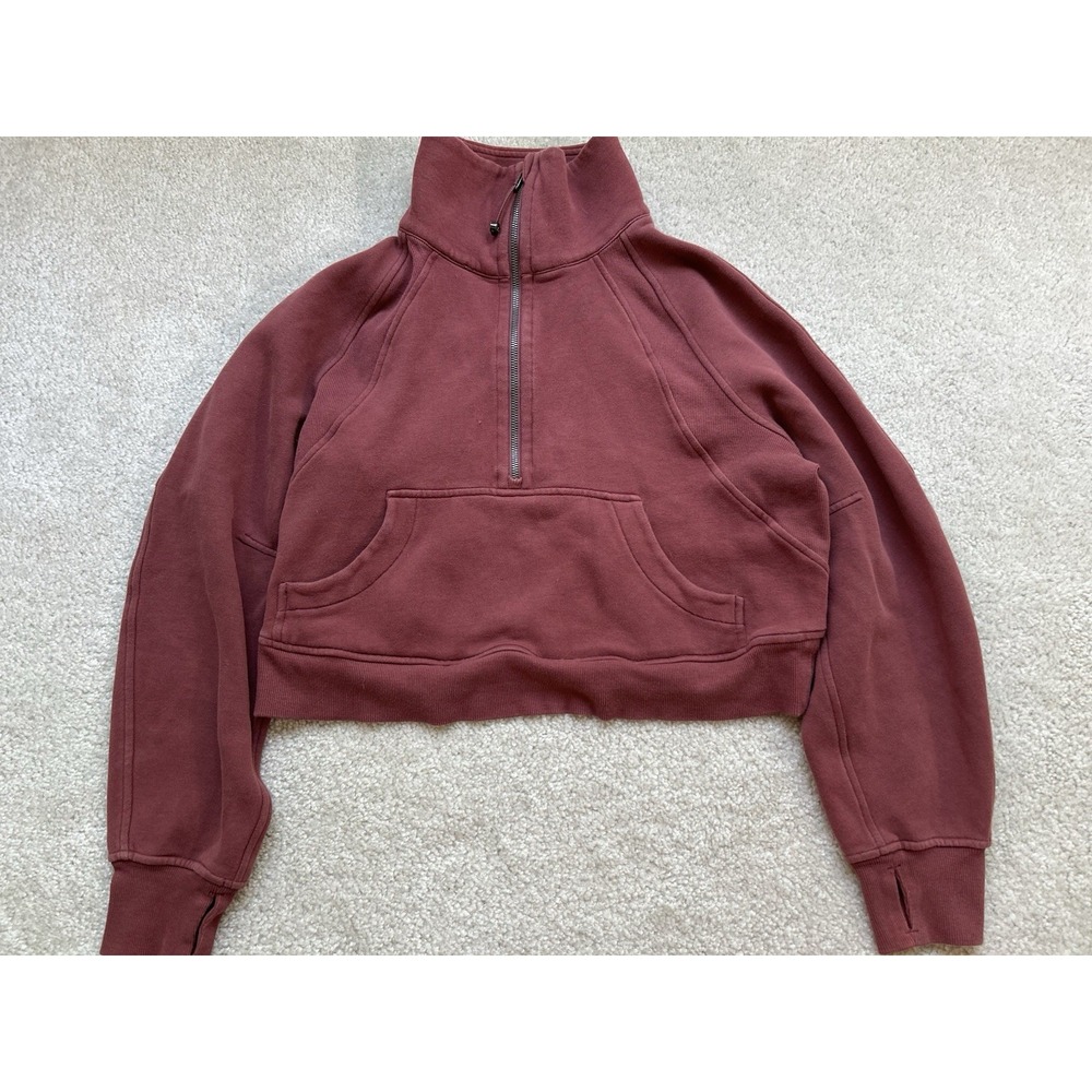 Lululemon Scuba Half Zip Funnel Neck Pullover Burgundy Red XS/S Washed Look